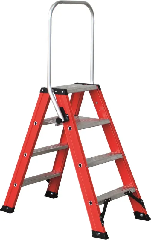 Gratis Retour Kelfort DUBBELE TRAP 2X4TR 1.15M ROOD GECOAT MET OPKLAPBARE BEUGEL