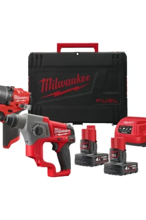 Bestel Nu MILWAUKEE® MILWAUKEE M12 FPP2F2-402X M12 FUEL POWERPACK (M12 FPD2, M12 CH, 2 X M12 B4 ACCU,