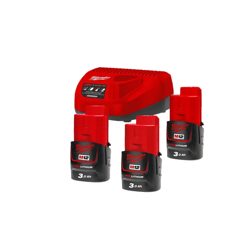 Milwaukee M12 NRG-303 Accupack met Lader - 4933459207 Op = Op