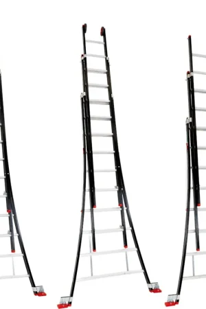Actieprijs Kelfort REFORMLADDER ALU/ZWART 3X10 ‘MAGNUS‘ ZWART GECOAT WH=7,55M SH=6,75M