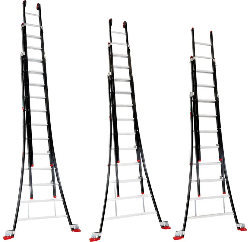 Actieprijs Kelfort REFORMLADDER ALU/ZWART 3X10 ‘MAGNUS‘ ZWART GECOAT WH=7,55M SH=6,75M