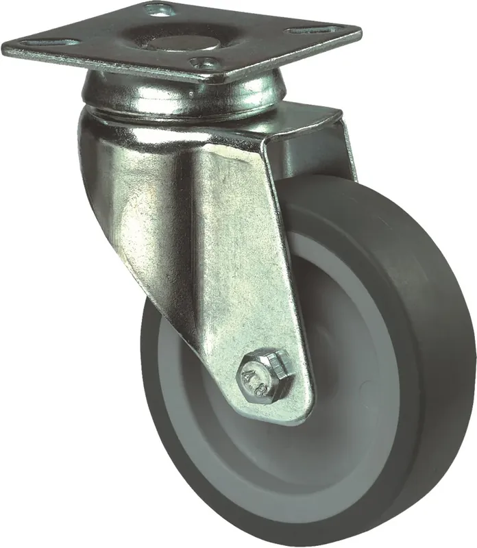 Kelfort Zwenkwiel met Plaat Blauw/Grijs Rubber 125mm - 1519720 Betaalbaar