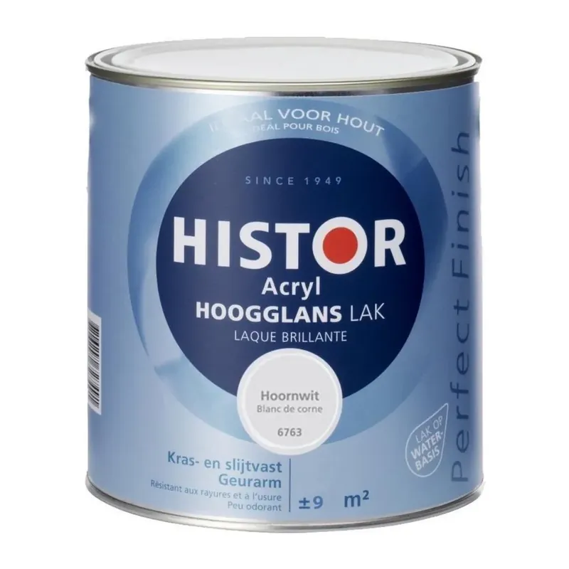 Histor Perfect Finish Acryl Hoogglans Lak Hoornwit - Elegante Afwerking voor Je Huis Premium