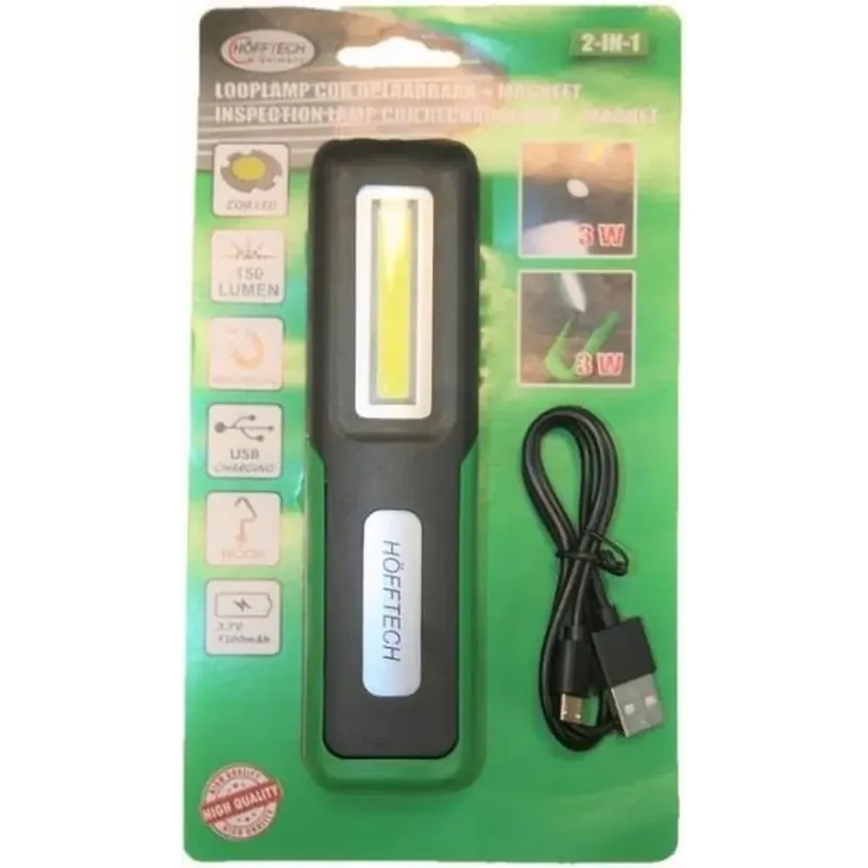 Hofftech Looplamp / Handlamp / Werklamp COB Oplaadbaar + Magneet 2-in-1 Koopje