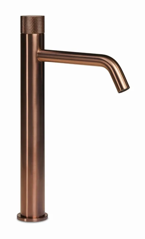 Blue Label Brondby Facet wastafelkraan high rise cold start, gekartelde greep, geborsteld brons FK-0326K-BR Must-Have