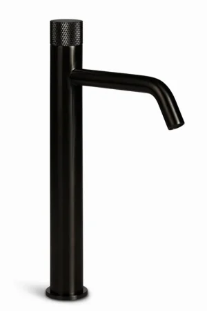 Beperkte Voorraad Blue Label Brondby Facet wastafelkraan high rise cold start, gekartelde greep, gun metal FK-0326K-GM