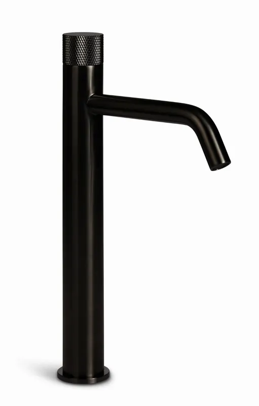 Beperkte Voorraad Blue Label Brondby Facet wastafelkraan high rise cold start, gekartelde greep, gun metal FK-0326K-GM