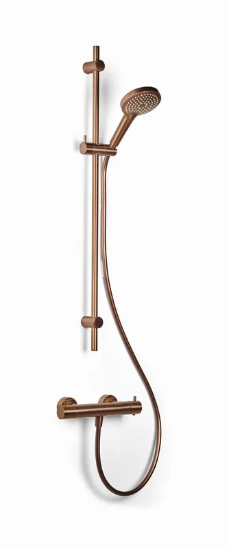 Blue Label Brondby glijstangset 90cm met douchethermostaat 150mm slang 150cm geborsteld brons FK-8072A-S-BR Beperkte Voorraad