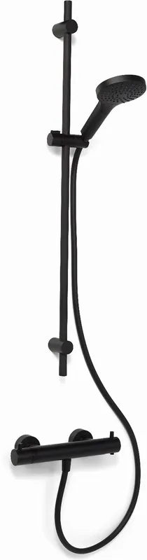 Blue Label Brondby glijstangset 90cm met douchethermostaat 150mm slang 150cm mat zwart FK-8072ASET-BL Express Levering