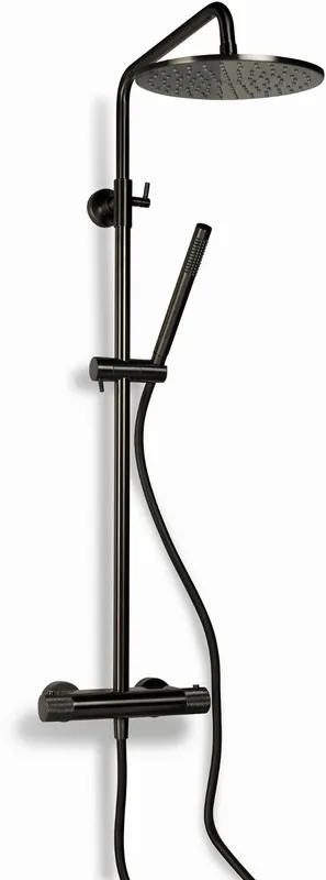 Actieprijs Blue Label Brondby Facet regendouche in hoogte verstelbaar, douchethermostaat, messing hoofddouche 25 cm gun metal FK-8075/SK-GM
