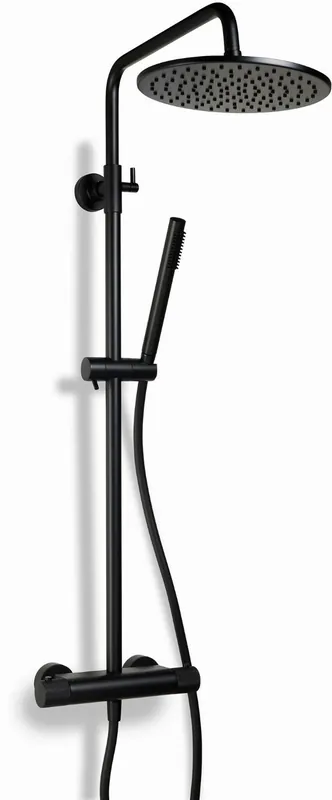 Blue Label Brondby Facet regendouche in hoogte verstelbaar, douchethermostaat, messing hoofddouche 25 cm mat zwart FK-8075/SK-MB Dagaanbieding