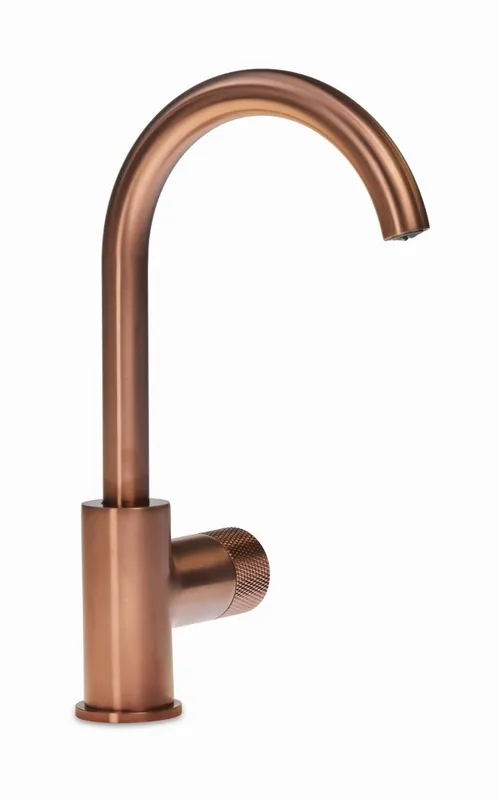 Blue Label Brondby Facet wastafelkraan C-uitloop cold start, gekartelde greep, geborsteld brons FK-0329K-BR Beste Prijs