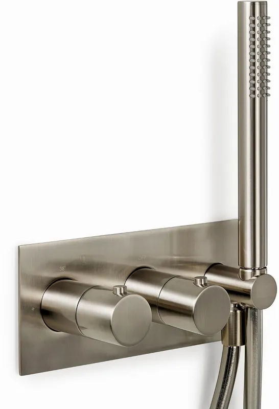 Blue Label Brondby inbouw douchethermostaat met doucheslang en handdouche, incl. inbouwdeel, geborsteld nikkel FK-003H-BN01 Laatste Kans