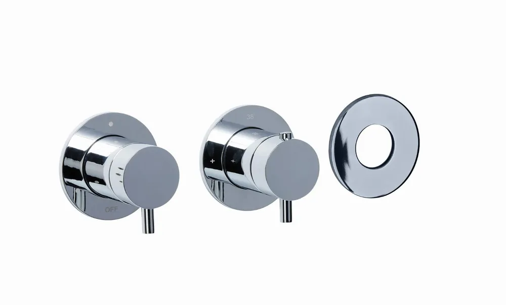 Blue Label Brondby inbouwthermostaat met 3-weg omstelling, inbouw + afbouwdeel, ronde rozetten, 1/2" aansluiting, chroom FK-CA22-H-CP Betaalbaar