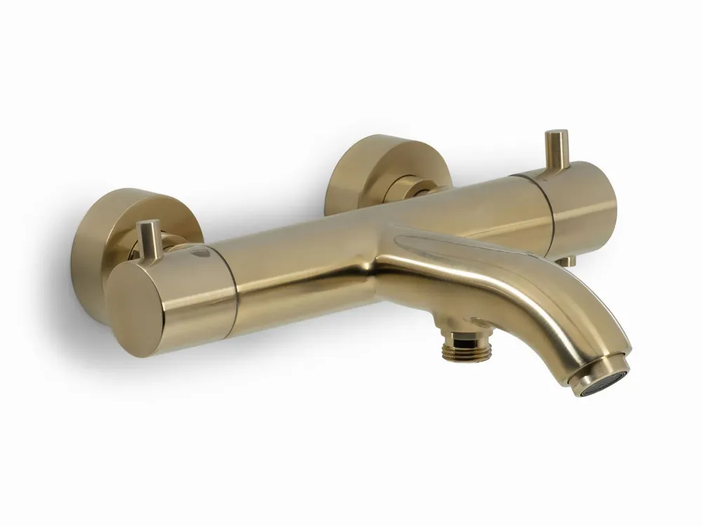 Blue Label Brondby badthermostaat HOH 15cm met koppelingen geborsteld goud FK-8077-BB Koopje