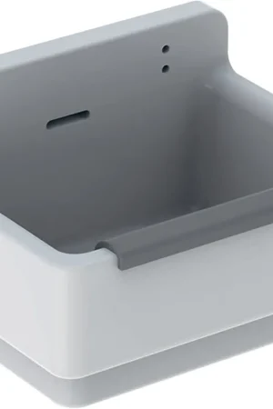 Geberit 300 Basic uitstortgootsteen met overloop met roostergaten 460x365x300mm wit S8A00100000G Snelle Levering