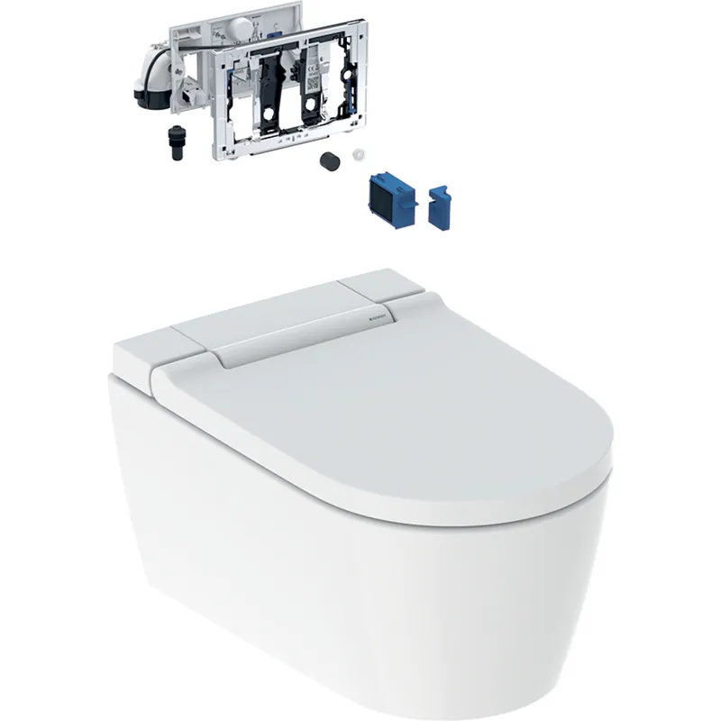 Hete Deal Geberit AquaClean Sela douchewc toiletsysteem wand m. KeraTect m. DuoFresh 56.5cm m. closetzitting m. deksel m. softclose wit 146226011
