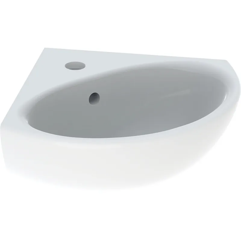 Geberit Bastia hoekfontein rond 45x40cm met kraangat met overloop wit 501611001 Laatste Versie