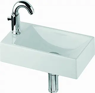 Laatste Versie Geberit Diedro fontein bak rechts kraangat links 40x23cm z. overloop wit S8440000000