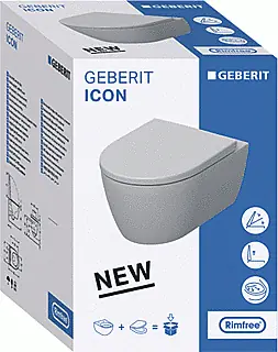 Geberit iCon combipack wandcloset 49cm compact gesloten vorm RF incl zitting SC/QRL wit 502381001 Lage Kosten