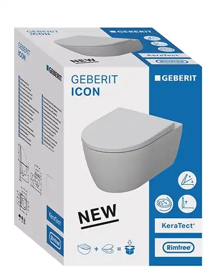 Geberit iCon Rimfree combipack wandcloset 53cm diepspoel met closetzitting wit keratect 501664008 Nu Kopen