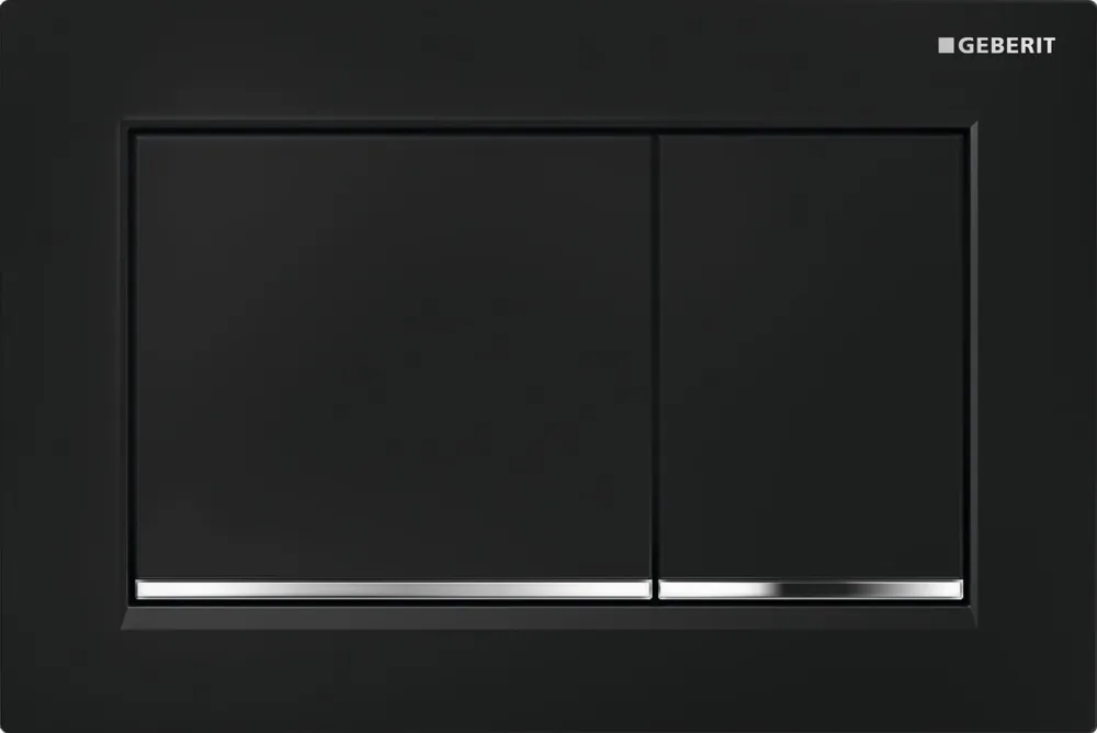 Hoge Kwaliteit Geberit Omega 30 bedieningspaneel DF kunststof 21.2x14.2cm frontbediend zwart/glans chroom/zwart 115080KM1