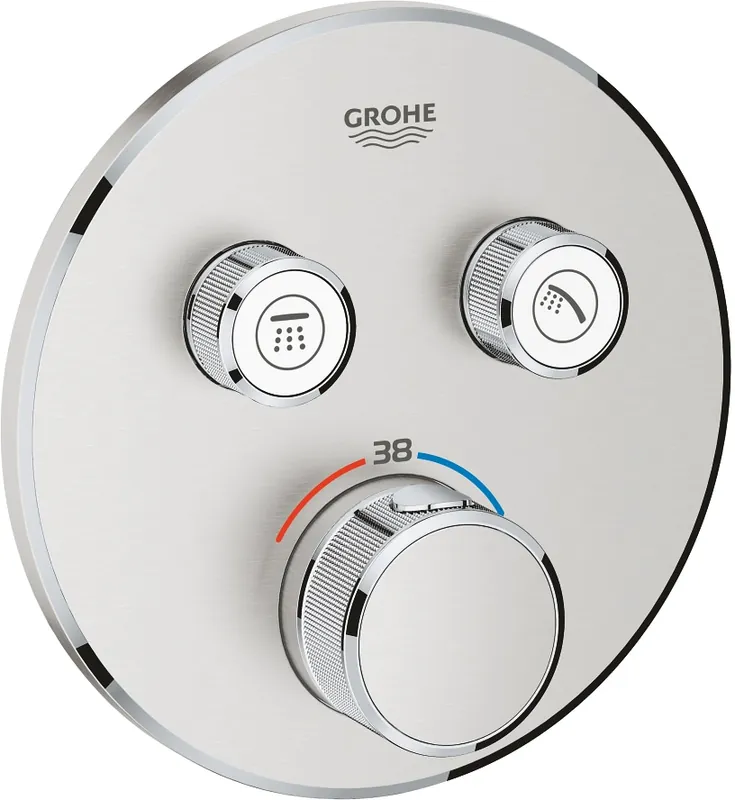 Grohe SmartControl afbouwdeel v. inbouwkraan thermostatisch m. omstel v. 2 functies rond supersteel 29119DC0 Nu Kopen