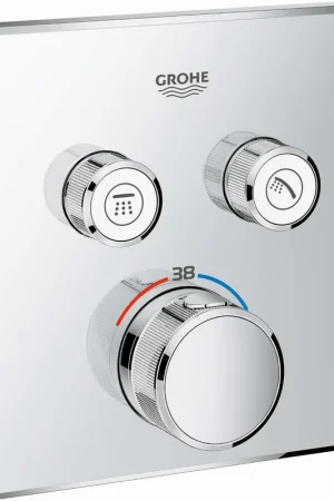 Gereduceerde Prijs Grohe SmartControl afbouwdeel v. inbouwkraan thermostatisch m. omstel v. 2 functies vierkant chroom 29124000