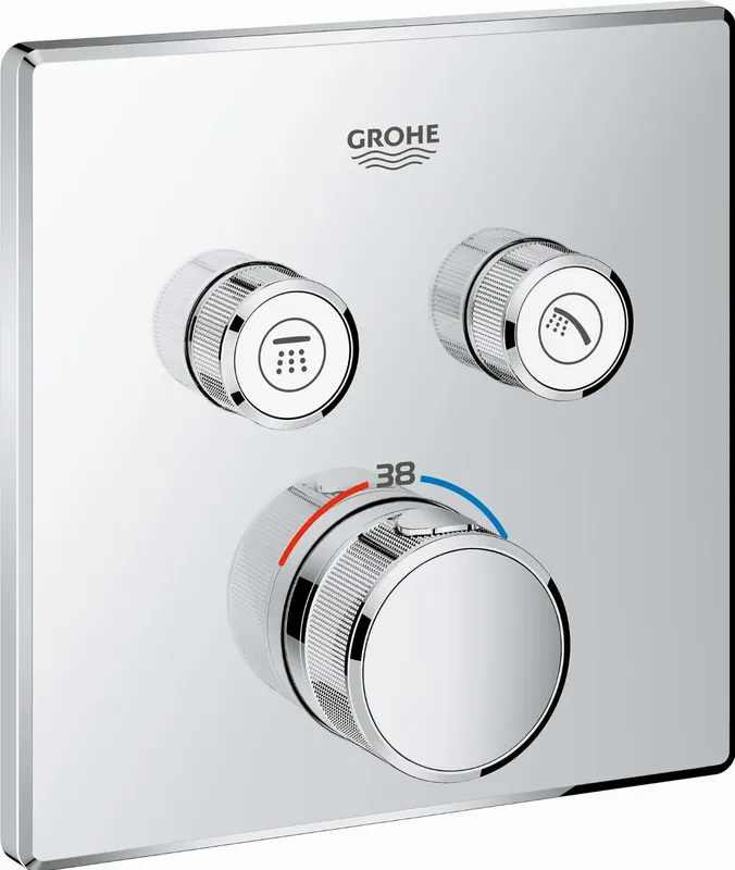 Gereduceerde Prijs Grohe SmartControl afbouwdeel v. inbouwkraan thermostatisch m. omstel v. 2 functies vierkant chroom 29124000
