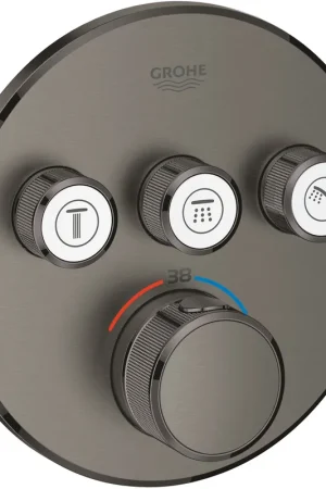 Grohe SmartControl afbouwdeel v. inbouwkraan thermostatisch m. omstel v. 3 functies rond brushed hard graphite 29121AL0 Finale Uitverkoop