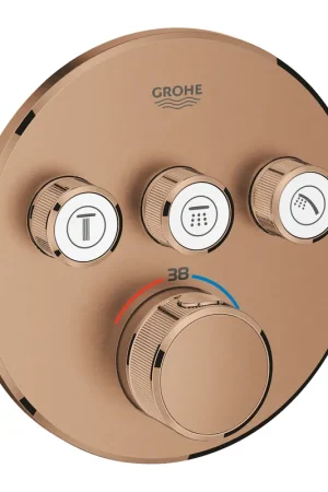 Koop Vandaag Grohe SmartControl afbouwdeel v. inbouwkraan thermostatisch m. omstel v. 3 functies rond brushed warm sunset 29121DL0