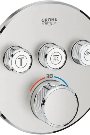 Lage Kosten Grohe SmartControl afbouwdeel v. inbouwkraan thermostatisch m. omstel v. 3 functies rond supersteel 29121DC0