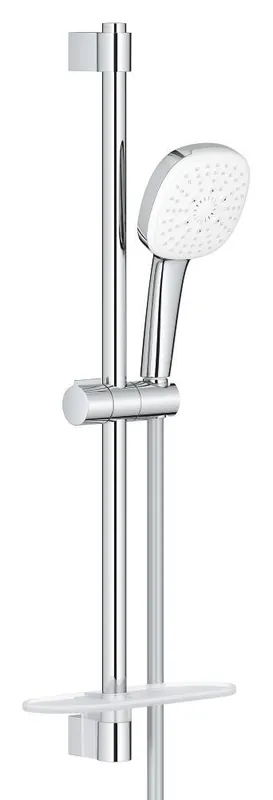 Premium Grohe Tempesta Cube glijstangset m. handdouche Ø11cm m. 3 straalsoorten 60cm m. doucheslang 175cm m. easyreach tray chroom 27576003