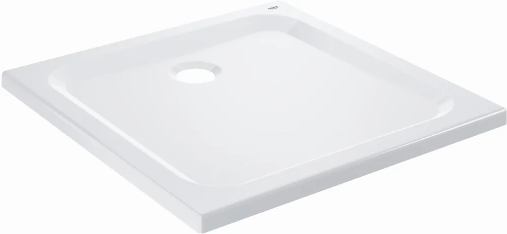 Goedkoop Grohe Universal douchebak 100x100x3cm vierkant anti-slip vuilafstotend 90mm afvoer acryl wit 39300000