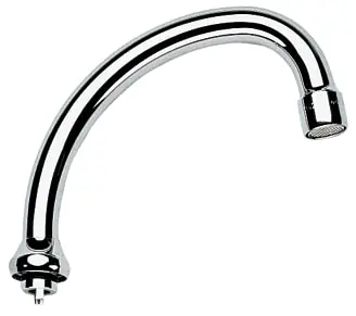 Gratis Retour Grohe, Buisuitloop sanitairkraan, met mousseur, G3/4", 128mm hoogte, met aanslag, 140mm voorsprong J-uitloop, draaibaar, chroom
