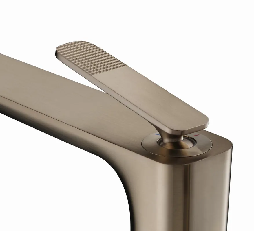 Tijdelijk Beschikbaar Hansgrohe Axor Citterio C wastafelkraan 125 CoolStart m. afvoerplug m. cubic cut brushed bronze 49041140