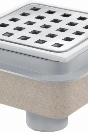 Goedkoop Van den Berg ABS afvoerput met RVS rooster 100 x 100 mm met onderuitlaat, hoogte 62 mm 612