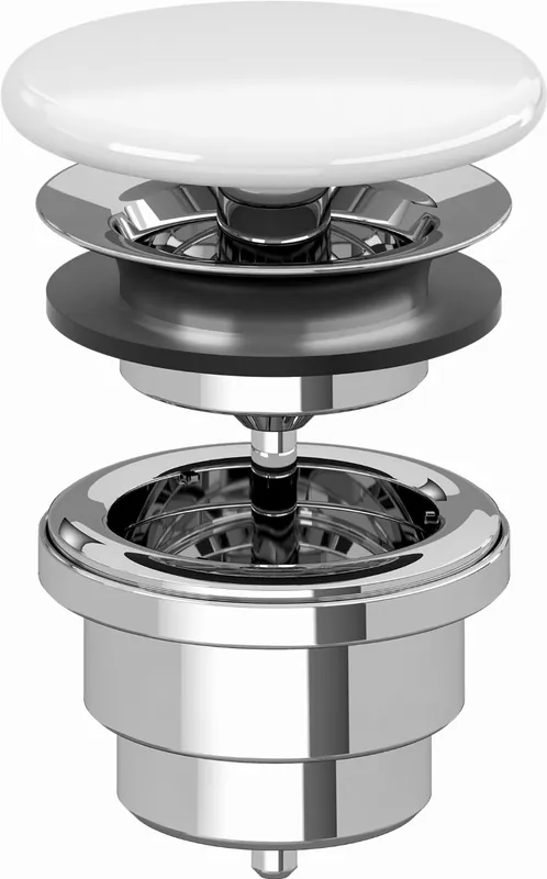 Villeroy & Boch niet-afsluitbaar ventiel, vlakke keramische afdekking van de afvoerplug wit alpine 68080001 Korting
