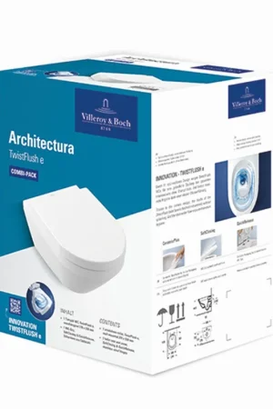 Weekendaanbieding Villeroy & Boch Architectura combipack wandcloset 53cm met TwistFlush met closetzitting wit 4694CL01