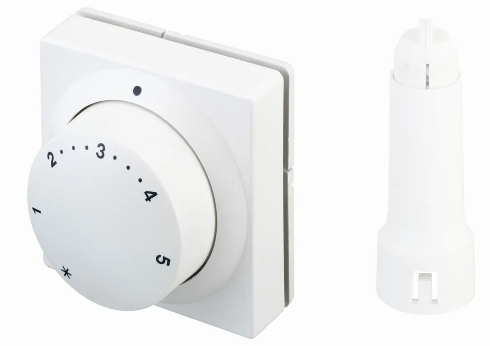Tijdelijk Beschikbaar Danfoss thermostaatknop, binnenzeskant 22, gasgevuld, bereik 10-30°C, capillair 2m, wit RAL9016 013G5062