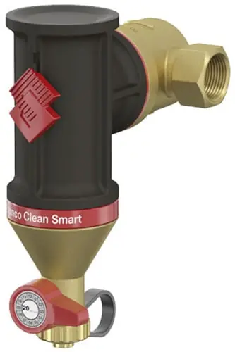 Populair Flamco Clean Smart vuilafscheider, 25mm, PN10, messing/ kunststof, horizontaal/ verticaal, bouwlengte 106mm