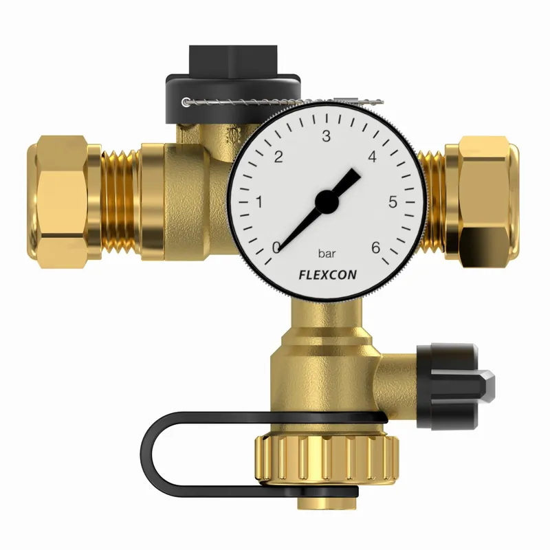 Flamco expansievat aansluitgroep 1/2" (15) knelring met manometer 27290 Direct Verzonden