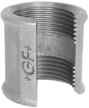 Georg Fisher 270 rechte koppeling, sok met rand 1 1/2" x 1 1/2"(binnendraad x binnendraad) zwart FM Favoriet