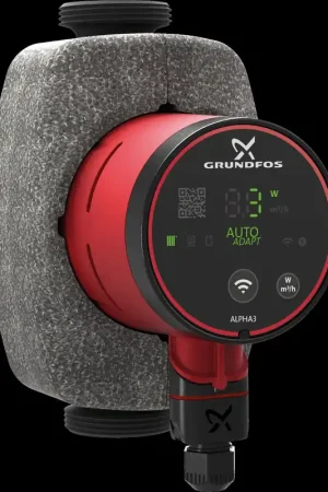 Grundfos Alpha3 circulatiepomp 25-40 25-40, DN 25, 1x230V, 1.5m3/h, PN 10, gietijzer, b1xb2xhxl 44x44x104x180mm 99371956 Premium