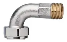 Laatste Versie Heimeier aansluitkoppelingen, haaks, 1/2", 26.7mm, brons, vernikkeld, lengte 69mm