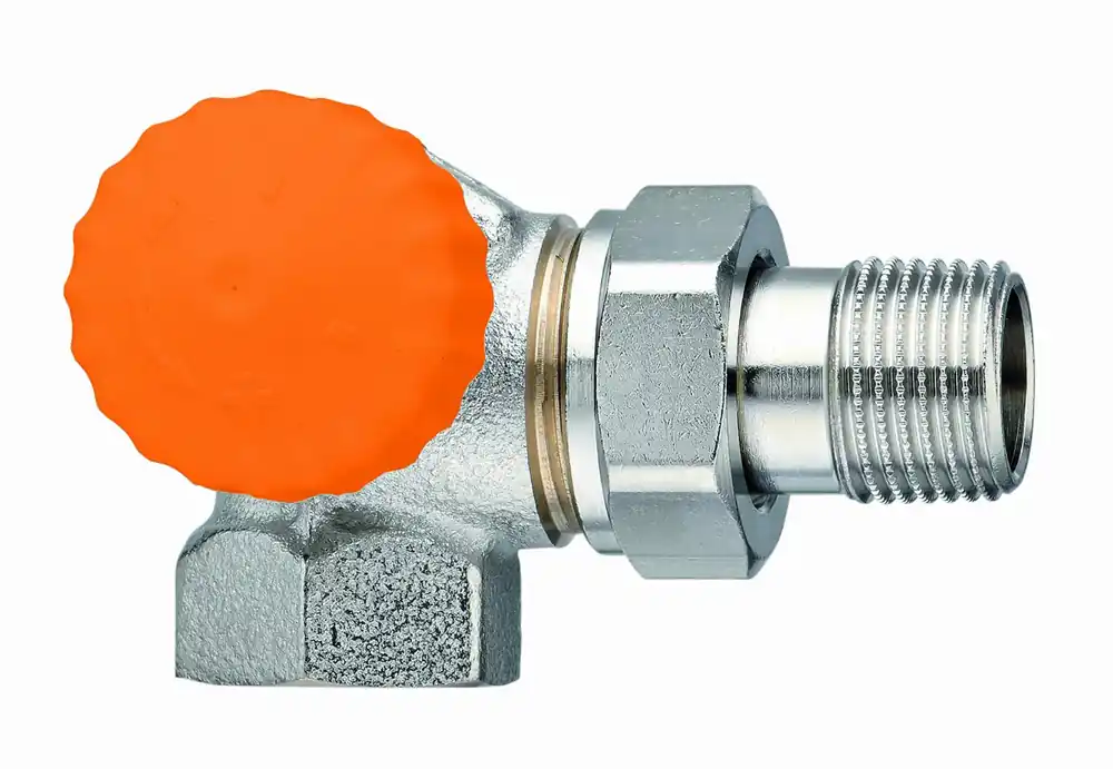 Heimeier Eclipse, drukgecompenseerde thermostatische radiatorkraan 3/8" Dubbel Haaks Links Superprijs