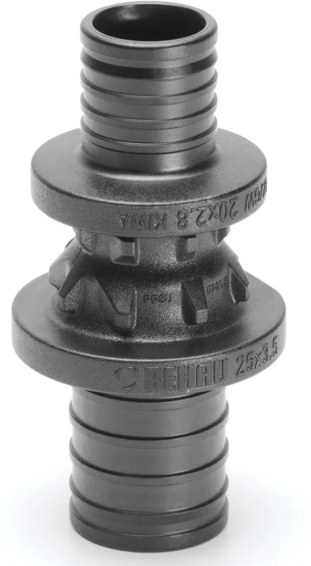 Premium Rehau Rautitan PX fitting kunststof, rechte koppeling, reductie 25 x 20mm (schuif x schuif)