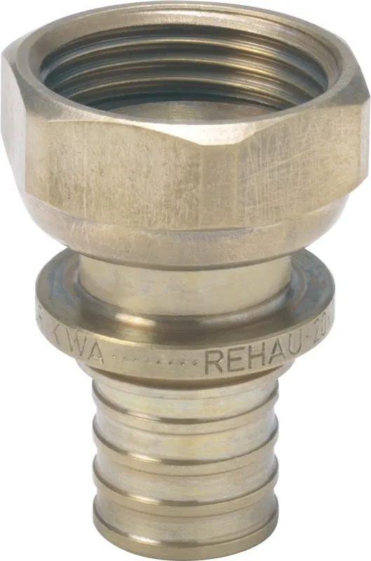 Rehau Rautitan RX fitting messing, rechte koppeling met wartel 32mm x 1"" (schuif x wartel binnendraad) Hoge Kwaliteit