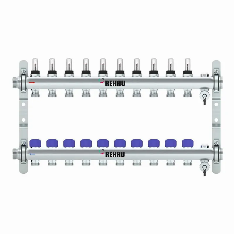 Laatste Versie REHAU Verdeler HKV-D Easyflow RVS 10 groeps, met flow indicator min/ma