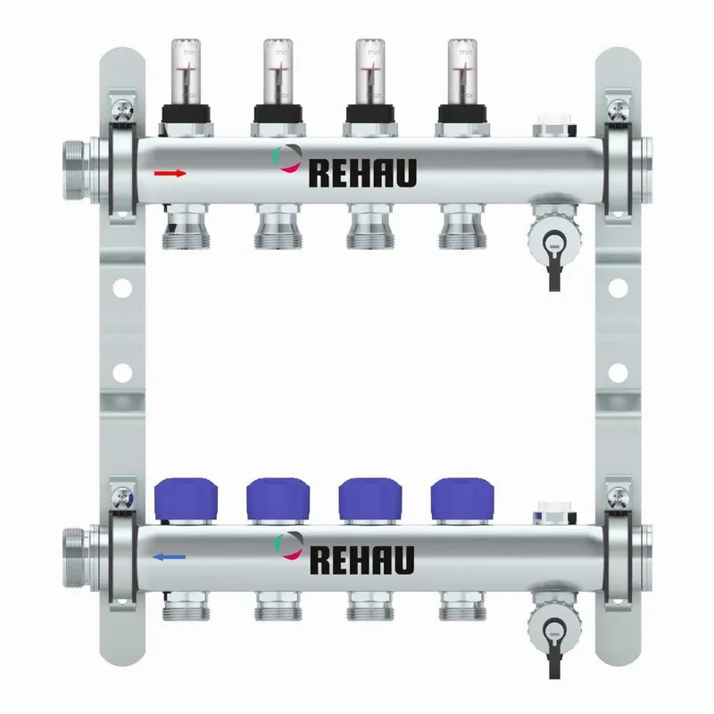 Shop Nu REHAU Verdeler HKV-D Easyflow RVS 4 groeps, met flow indicator min/max